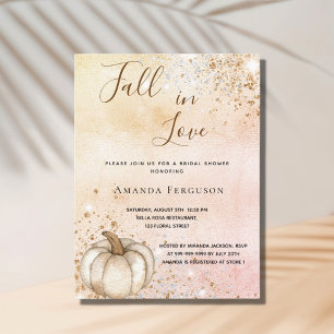 Bridal shower rose gold rustic pumpkin fall love  invitation postcard