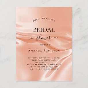Bridal shower rose gold satin silk invitation postcard