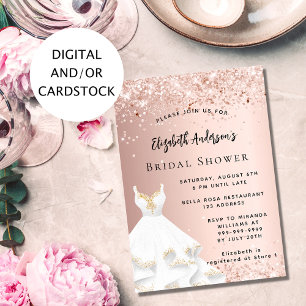Bridal Shower rose gold white dress elegant Invitation
