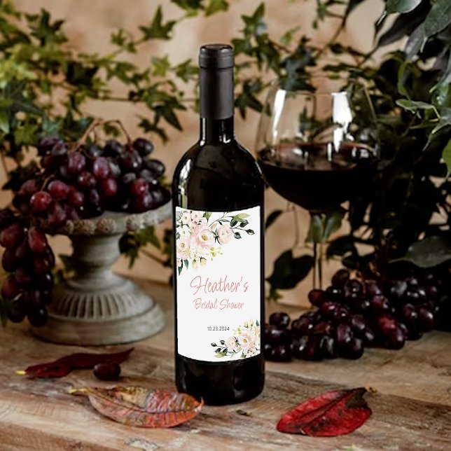 Bridal Shower RoseGold Bachelorette Party Wine Label (Creator Uploaded)