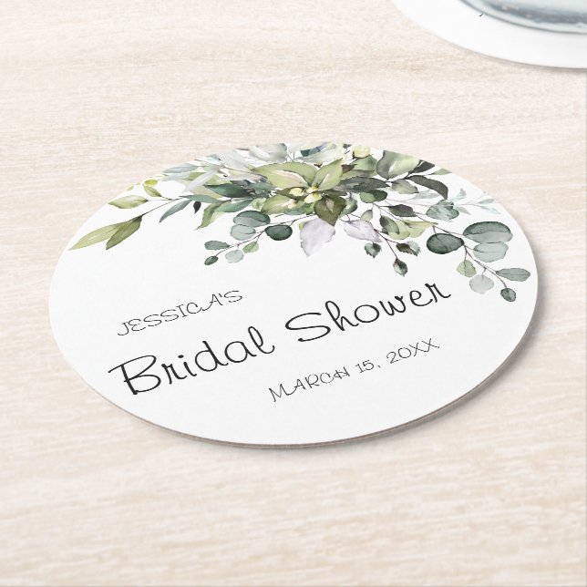 Bridal Shower Round Paper Coaster (Angled)