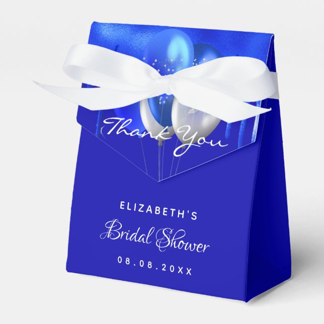 Bridal Shower royal blue boy balloons thank you Favour Box (Front Side)