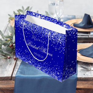 Bridal shower royal blue name wedding large gift bag