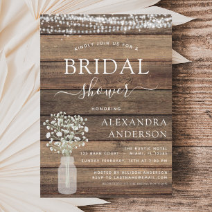 Bridal Shower Rustic Baby's Breath String Lights I Invitation