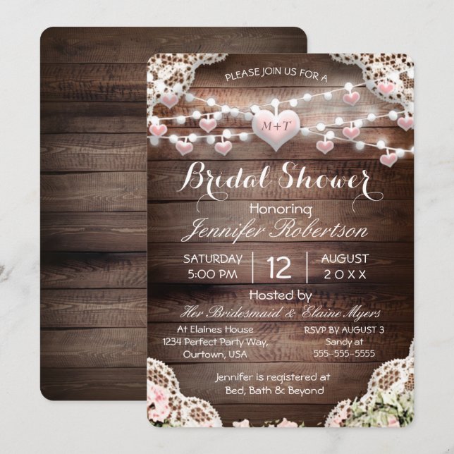 Bridal Shower Rustic Country Invitation (Front/Back)