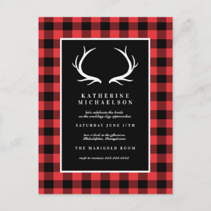BRIDAL SHOWER   Rustic Deer Buffalo Checks Postcard