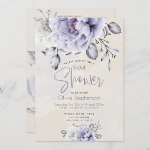 Bridal Shower Rustic Lilac and Alabaster Peony Invitation