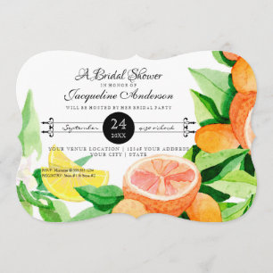 Bridal Shower Rustic Outdoor Garden Lemon Oranges Invitation
