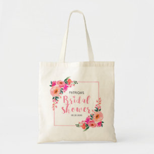 Bridal Shower Rustic Pink Floral Watercolor Tote Bag