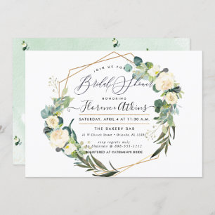 Bridal Shower Rustic Watercolor Alabaster Flowers Invitation