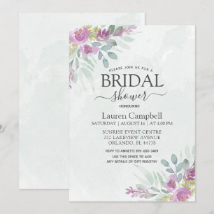 Bridal Shower Rustic Watercolor Floral Eucalyptus Invitation