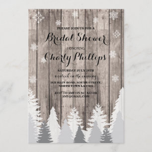 Bridal Shower Rustic Winter Forest Trees Invite