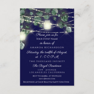 Bridal Shower Rustic Wood Gold Navy Jars Lights Invitation