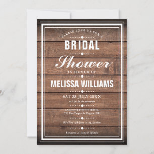 Bridal Shower Rustic Wood Panels Invitation