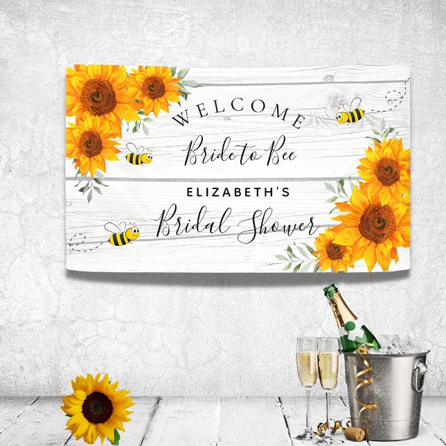 Bridal Shower rustic wood sunflowers bride to bee Banner (Creator Uploaded)