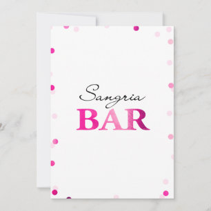 Bridal Shower Sangria Bar Sign   Magenta Confetti Invitation