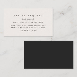 Bridal Shower Share a Recipe Request Taupe Enclosure Card
