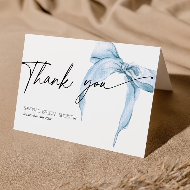 Bridal Shower She is tying the knot dusty blue Thank You Card (Creator Uploaded)