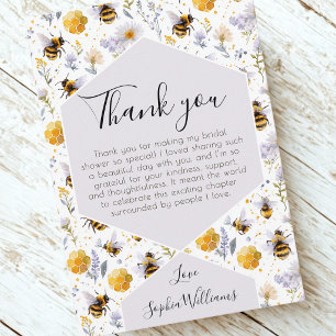 Bridal Shower She's Found Her Honey Bees Floral Thank You Card