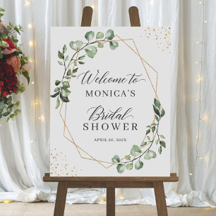 Bridal Shower Sign Geometric Greenery Eucalyptus