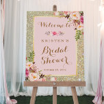 Bridal Shower Sign Gold Glitter Blush Pink Floral<br><div class="desc">Add a touch of elegance to your bridal shower with this Gold Glitter Blush Pink Floral Bridal Shower Sign. The sign features a beautiful combination of gold glitter and blush pink florals, making it the perfect addition to any bridal shower decor. To display this poster, you can mount the poster...</div>