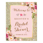 Bridal Shower Sign Gold Glitter Blush Pink Floral