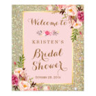 Bridal Shower Sign Gold Glitter Blush Pink Floral