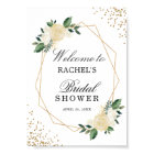 Bridal Shower Sign Greenery Gold Glitters Floral