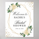 Bridal Shower Sign Greenery Gold Glitters Floral<br><div class="desc">Modern Greenery Gold Glitters Floral Bridal Shower Sign Poster. (1) The default size is 8 x 10 inches, you can change it to any size. (2) For further customization, please click the "customize further" link and use our design tool to modify this template. (3) If you need help or matching...</div>