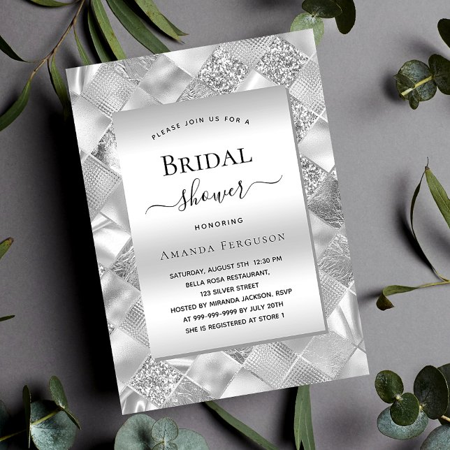 Bridal Shower silver elegant luxury Invitation (Creator Uploaded)