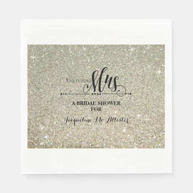 Bridal Shower Silver Glitter Future Mrs. Modern Napkin (Front)
