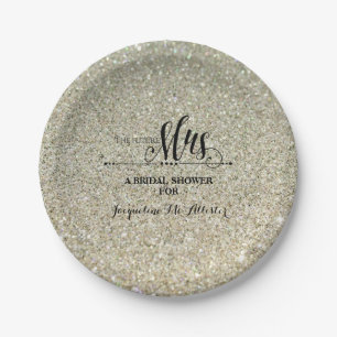 Bridal Shower Silver Glitter Future Mrs. Party Paper Plate