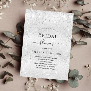 Bridal shower silver glitter invitation