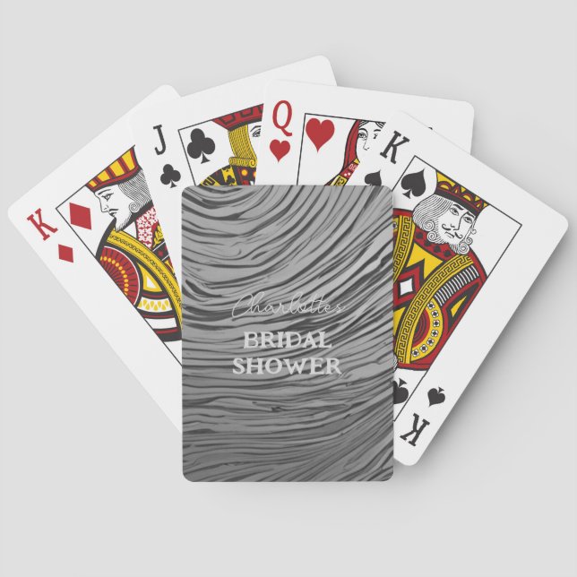 Bridal Shower Silver Grey Satin Poker Playing Cards (Back)