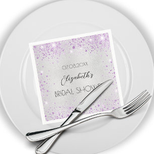 Bridal Shower silver lavender sparkles Napkin