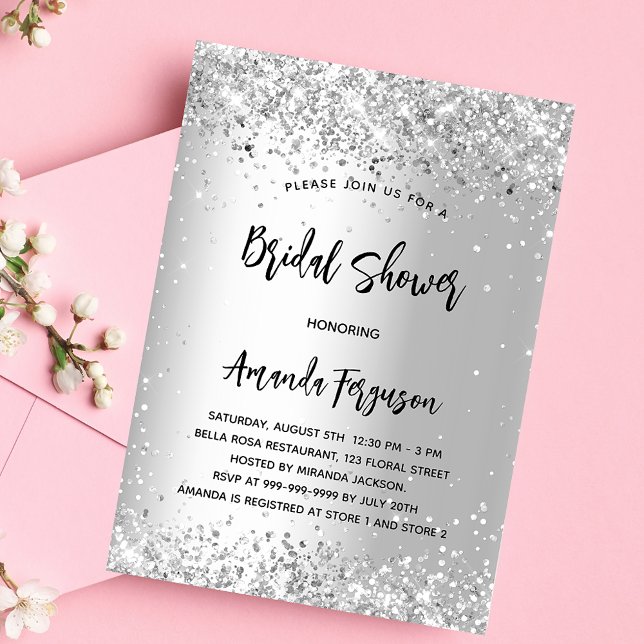 Bridal shower silver luxury invitation (Creator Uploaded)