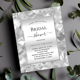 Bridal Shower silver modern budget invitation Flyer