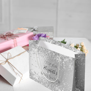 Bridal Shower silver name Large Gift Bag