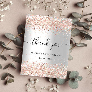 Bridal Shower silver rose gold glitter thank you Postcard