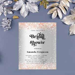 Bridal shower silver rose gold invitation flyer