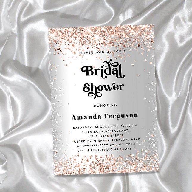 Bridal shower silver rose gold luxury invitation (Creator Uploaded)