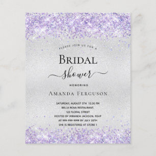 Bridal shower silver violet budget invitation flyer