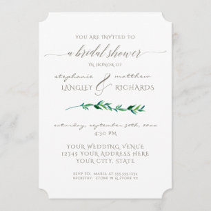 Bridal Shower Simple Minimalist Modern Leaf Leaves Invitation