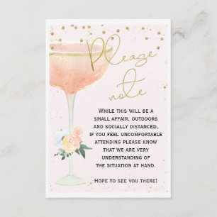 Bridal Shower Social Distancing Note Card