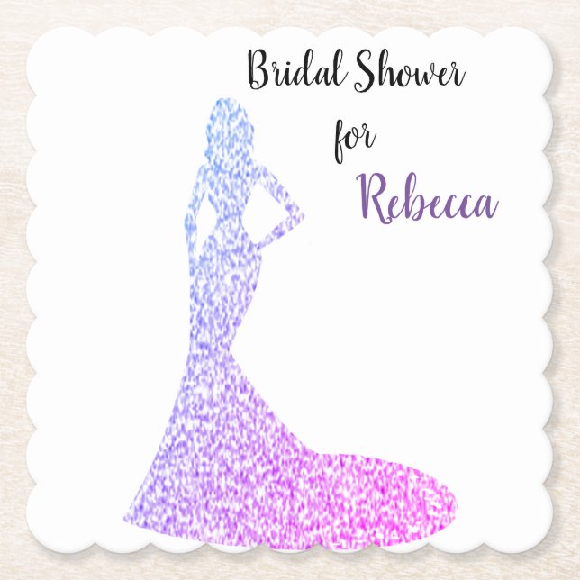 Bridal Shower Sparkle & Shine Paper Coaster (Front)