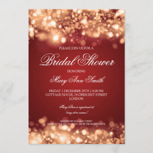 Bridal Shower Sparkling Lights Gold Invitation
