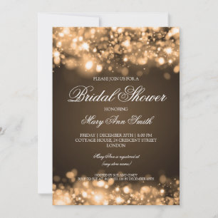 Bridal Shower Sparkling Lights Gold Invitation