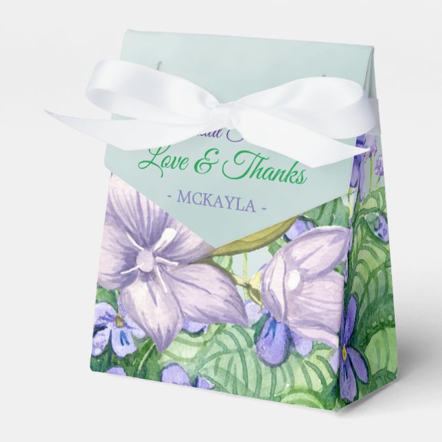 Bridal Shower Spring Wedding Watercolor Violets Favour Box (Front Side)