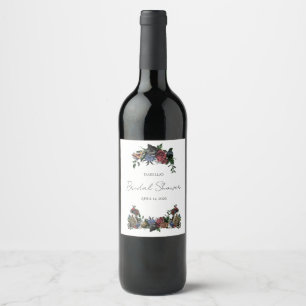 Bridal Shower Steam Punk Floral Wine Label