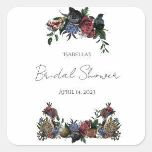 Bridal Shower Steam Punk Floral Wine Label